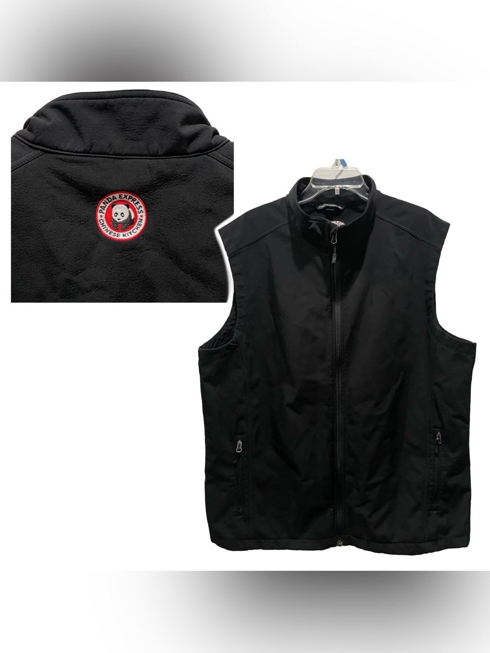 Panda Express Branded Port Authority Black Vest Sz 2XL Uniform Work Zip Pockets
